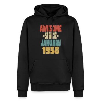 Génial janvier 1950 - Sweat à capuche Premium bio Homme - noir - Devant - Nico (187cm)