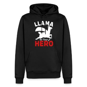 Llama be you Hero- Llama Gifts - Llama Tshirt - Men’s Premium Organic Hoodie - black - Front - Nico (187cm)
