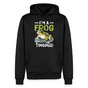 Cadeau de grenouille Je suis un fanatique de grenouille - Sweat à capuche Premium bio Homme - noir - Devant - Nico (187cm)