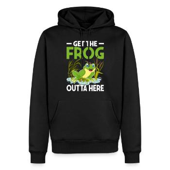 Grenouille avec les dictons drôles - grenouille cadeaux - Sweat à capuche Premium bio Homme - noir - Devant - Nico (187cm)
