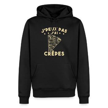 J'peux Pas J'ai Crêpes Cadeau Humour Drole - Sweat à capuche Premium bio Homme - noir - Devant - Nico (187cm)