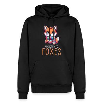 Entzückender Kawaii-Fuchs mit Schal-Grafik für Fuchs - Männer Premium Bio Hoodie - Schwarz - Vorne - Nico (187cm)