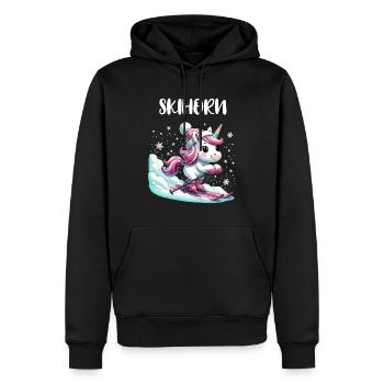 Mignon Licorne Ski Vacances Ski Piste Rose - Sweat à capuche Premium bio Homme - noir - Devant - Nico (187cm)