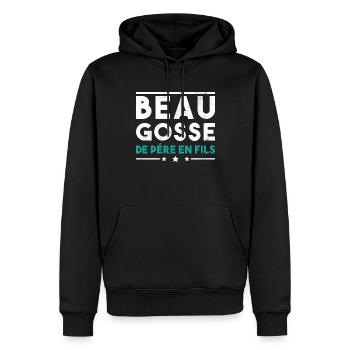 Beau Gosse De Père En Fils - Sweat à capuche Premium bio Homme - noir - Devant - Nico (187cm)