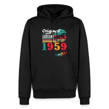 Geburtstagsgeschenke, geboren im Januar 1959 - Männer Premium Bio Hoodie - Schwarz - Vorne - Nico (187cm)