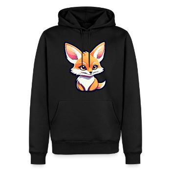 Dessin de Fennec renard du désert - Sweat à capuche Premium bio Homme - noir - Devant - Nico (187cm)