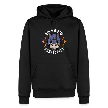Wolf im Schafspelz, Wölfe, Rudel, Geschenkidee - Männer Premium Bio Hoodie - Schwarz - Vorne - Nico (187cm)