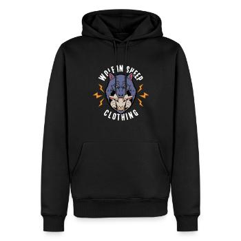 Wolf im Schafspelz, Wölfe, Schafe, Geschenk, Fun - Männer Premium Bio Hoodie - Schwarz - Vorne - Nico (187cm)