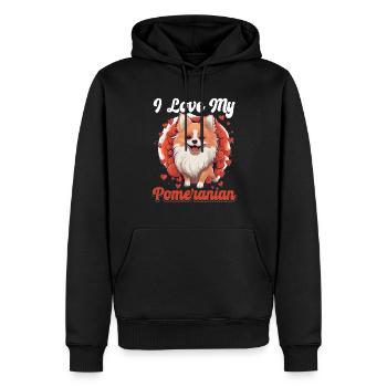 Pomeranian Pom Dog Pom-Pom - I Love my Pomeranian - Männer Premium Bio Hoodie - Schwarz - Vorne - Nico (187cm)
