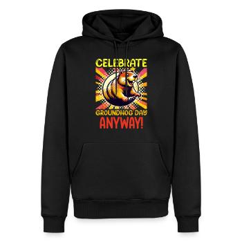 Murmeltier-tag-enthusiasten 2024, 2. Februar - Männer Premium Bio Hoodie - Schwarz - Vorne - Nico (187cm)