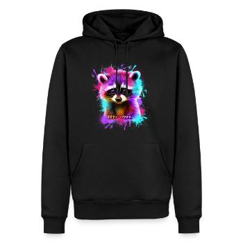 Raton laveur - Sweat à capuche Premium bio Homme - noir - Devant - Nico (187cm)
