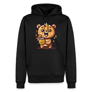 Miel d’ours - Sweat à capuche Premium bio Homme - noir - Devant - Nico (187cm)