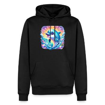 Dauphin Océan - Sweat à capuche Premium bio Homme - noir - Devant - Nico (187cm)