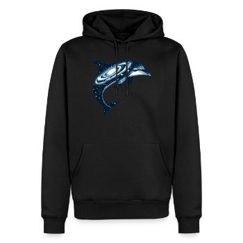 Univers de la galaxie de l’espace des dauphins - Sweat à capuche Premium bio Homme - noir - Devant - Nico (187cm)