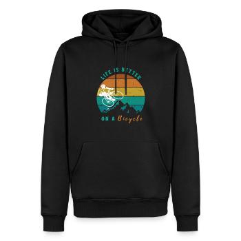 Life Is Better On A Bicycle - Men’s Premium Organic Hoodie - black - Front - Nico (187cm)