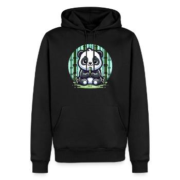 Panda Bambus - Männer Premium Bio Hoodie - Schwarz - Vorne - Nico (187cm)