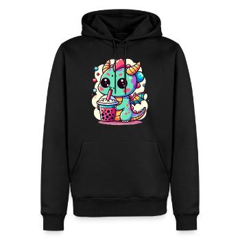 Boba Thé Dragon Kawaii - Sweat à capuche Premium bio Homme - noir - Devant - Nico (187cm)