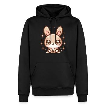 Bubble Tea Lapin Kawaii - Sweat à capuche Premium bio Homme - noir - Devant - Nico (187cm)