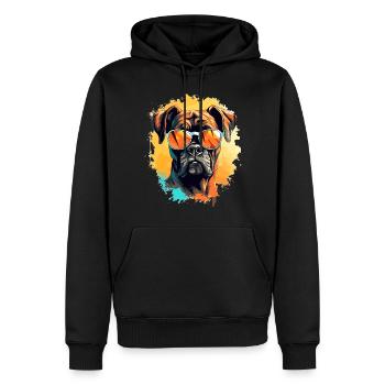 Boxer chien de race animal de compagnie avec lunettes de soleil - Sweat à capuche Premium bio Homme - noir - Devant - Nico (187cm)