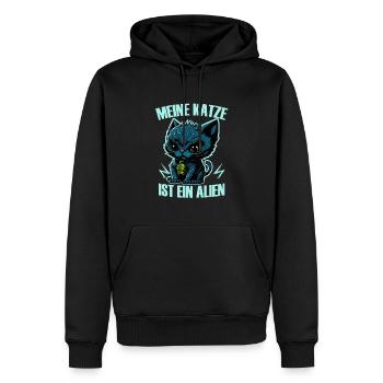 Mon chat est un extraterrestre, humour, fun, fun, cool, - Sweat à capuche Premium bio Homme - noir - Devant - Nico (187cm)