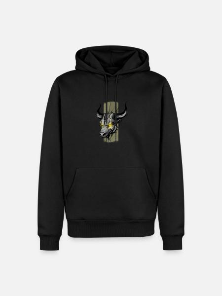 Regal Horns: Majestic Bull - Men’s Premium Organic Hoodie - black