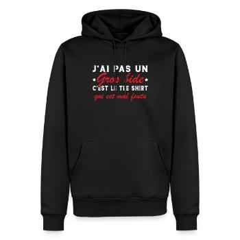 J'ai Pas Un Gros Bide C'est Le Tee Shirt Cadeau - Sweat à capuche Premium bio Homme - noir - Devant - Nico (187cm)