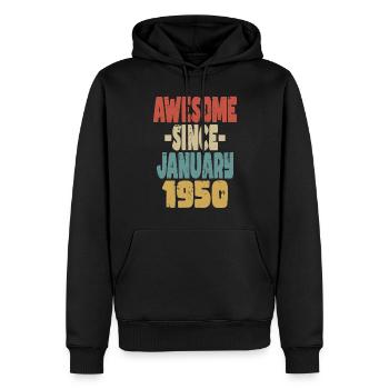 Génial janvier 1950 - Sweat à capuche Premium bio Homme - noir - Devant - Nico (187cm)