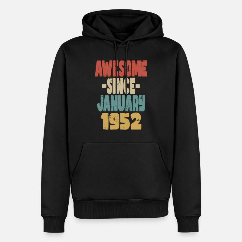 Génial janvier 1952 - Sweat à capuche Premium bio Homme - noir