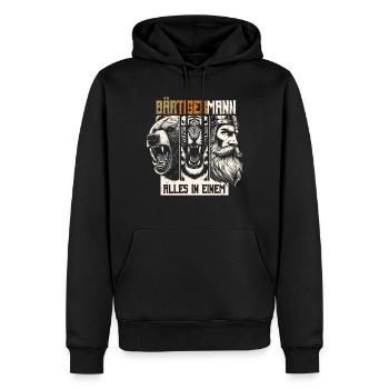 Bärtigermann Bär Tiger Mann Geschenk Bart Sprüche - Männer Premium Bio Hoodie - Schwarz - Vorne - Nico (187cm)