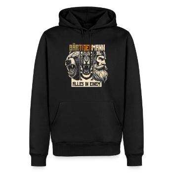 Bärtigermann Bär Tiger Mann Geschenk Bart Sprüche - Männer Premium Bio Hoodie - Schwarz - Vorne - Nico (187cm)