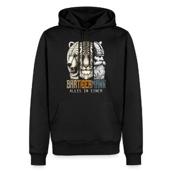 Bärtigermann Bär Tiger Mann Geschenk Bart Sprüche - Männer Premium Bio Hoodie - Schwarz - Vorne - Nico (187cm)