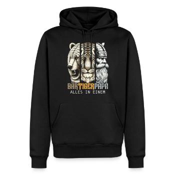 Bärtigerpapa Bär Tiger Mann Geschenk Bart Sprüche - Männer Premium Bio Hoodie - Schwarz - Vorne - Nico (187cm)