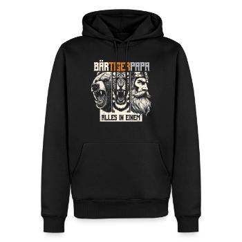 Bärtigerpapa Bär Tiger Mann Geschenk Bart Sprüche - Männer Premium Bio Hoodie - Schwarz - Vorne - Nico (187cm)