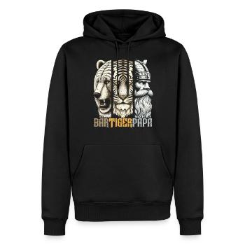 Bärtigerpapa Bär Tiger Mann Geschenk Bart Sprüche - Männer Premium Bio Hoodie - Schwarz - Vorne - Nico (187cm)