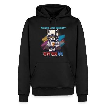 Good morning? Very thin ice! Humor, Spaß, Fun, - Men’s Premium Organic Hoodie - black - Front - Nico (187cm)
