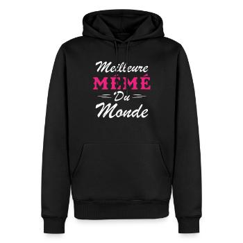Cadeau Mémé Meilleure Mémé du Monde - Sweat à capuche Premium bio Homme - noir - Devant - Nico (187cm)