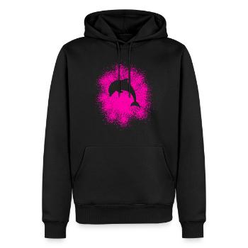 Dolphin - Men’s Premium Organic Hoodie - black - Front - Nico (187cm)