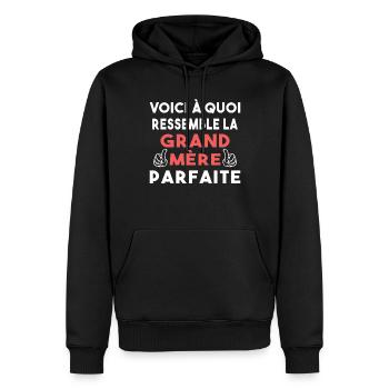 Grand Mère Parfaite Mémère Mémé Mamie Bonne Maman - Sweat à capuche Premium bio Homme - noir - Devant - Nico (187cm)