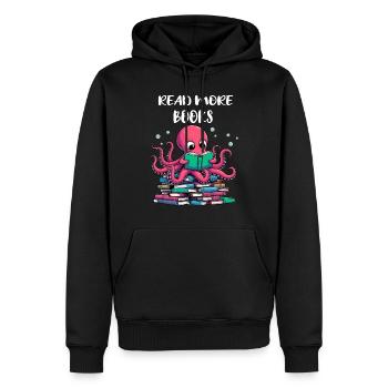 Octopus Loves Books Reading Is Fun Literature Sea - Men’s Premium Organic Hoodie - black - Front - Nico (187cm)