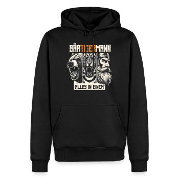 Bärtigermann Bär Tiger Mann Geschenk Bart Sprüche - Männer Premium Bio Hoodie - Schwarz - Vorne - Nico (187cm)