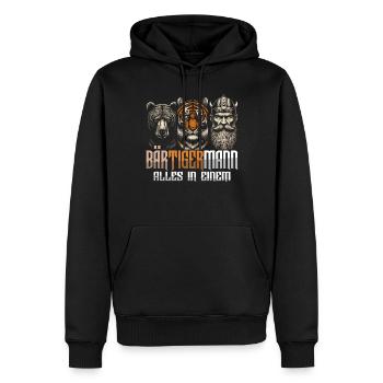 Bärtigermann Bär Tiger Mann Geschenk Bart Sprüche - Männer Premium Bio Hoodie - Schwarz - Vorne - Nico (187cm)