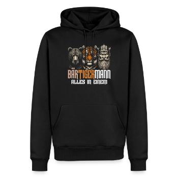 Bärtigermann Bär Tiger Mann Geschenk Bart Sprüche - Männer Premium Bio Hoodie - Schwarz - Vorne - Nico (187cm)