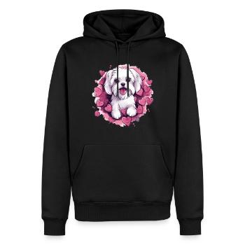 Maltese Dog Breed Pet Cute Graphic with Hearts - Men’s Premium Organic Hoodie - black - Front - Nico (187cm)