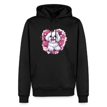 Chien maltais de race animal mignon graphique avec des coeurs - Sweat à capuche Premium bio Homme - noir - Devant - Nico (187cm)
