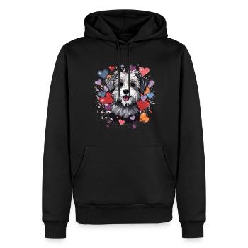 Morkie chien race animal mignon graphique avec des coeurs - Sweat à capuche Premium bio Homme - noir - Devant - Nico (187cm)