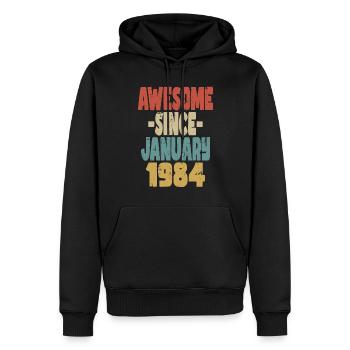 Génial janvier 1984 - Sweat à capuche Premium bio Homme - noir - Devant - Nico (187cm)