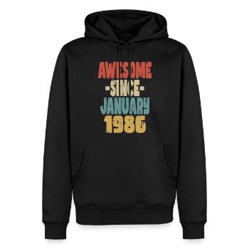 Génial janvier 1986 - Sweat à capuche Premium bio Homme - noir - Devant - Nico (187cm)