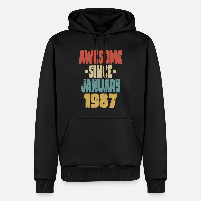 Génial janvier 1987 - Sweat à capuche Premium bio Homme - noir