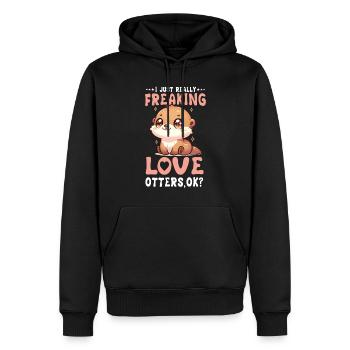 Adorable graphique de loutre pour les amateurs de loutres mignonnes - Sweat à capuche Premium bio Homme - noir - Devant - Nico (187cm)