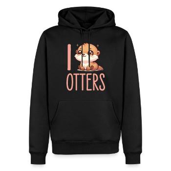 Adorable Illustration de loutre - parfait pour mignon - Sweat à capuche Premium bio Homme - noir - Devant - Nico (187cm)